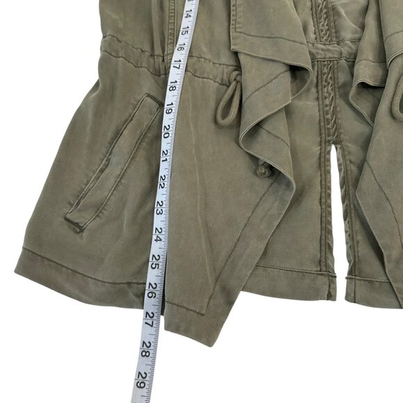 Max Jeans Olive Green Sleeveless Vest Waterfall Collar Adjustable Waist Womens M - Picture 7 of 12